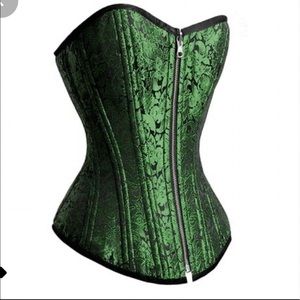 Steel Boned Reversible Green and Black Corset